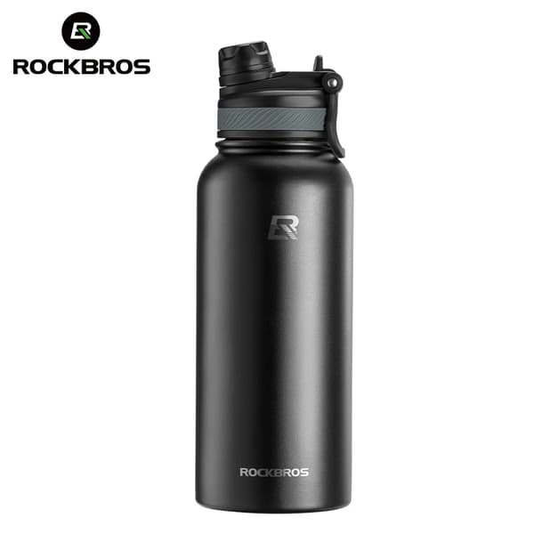 Vandflaske, Isolering til varmt og koldt, Holdbart rustfrit stål,Sort 1000ML