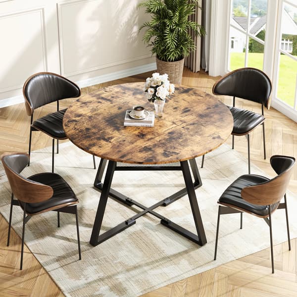 Spisebord, 120 cm Diameter, Rund Form, Træmateriale, Samlemetode, Minimalistisk Moderne Stil