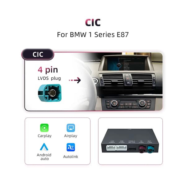 CarPlay/Android Auto -liitännäismoduuli, Bluetooth-yhteys, helppo asennus,CIC
