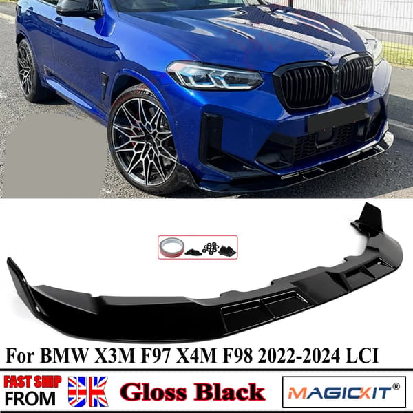 Front Bumper Splitter, Nem Installation, Holdbar Konstruktion,Glansende Sort