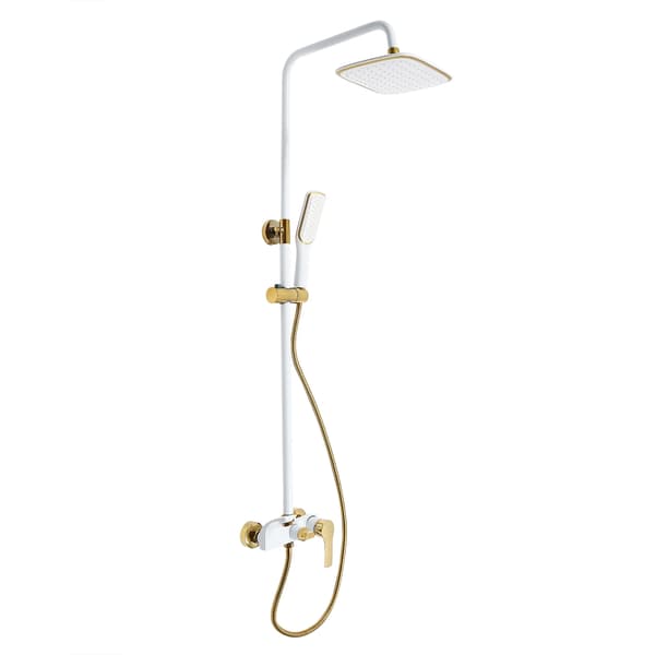Duschset, Väggmontering, Höjdjusterbar,G1/2-a, Vitt guld
