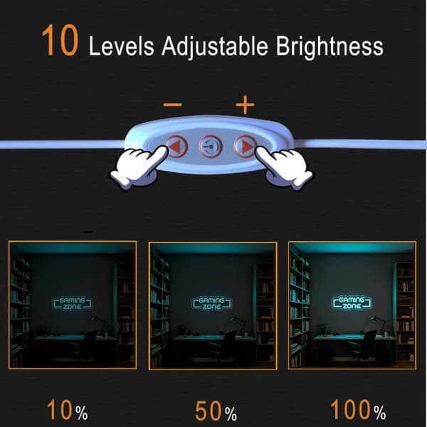 Neonskylt, USB-driven, idealisk för spelrum,35.5x12.1cm