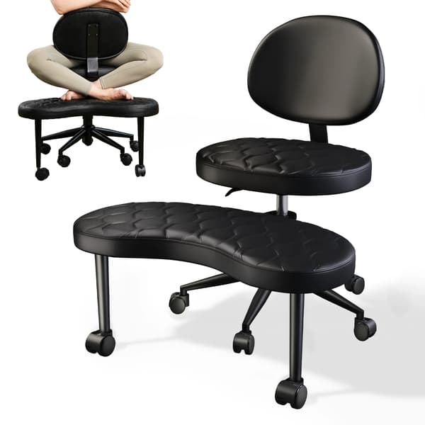 Kontorstol, Ergonomisk Design, Justerbar Højde,Sort PU