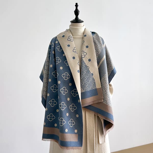 Sjal, Varm Polyester Fabric, Resemöjlighet,Blå