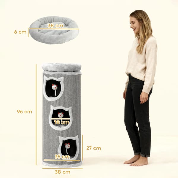 Kattetårn, Integreret Design, Interaktive Legetøjsfunktioner,grå