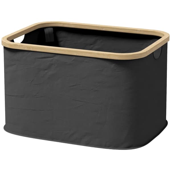 Foldbar Vasketøjskurv, 36L Kapacitet, Bambusramme,sort, M