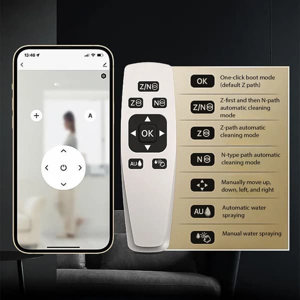 Vinduespudserrobot, Appkontrol, Smarte Stemmealarmer,Ja, sort