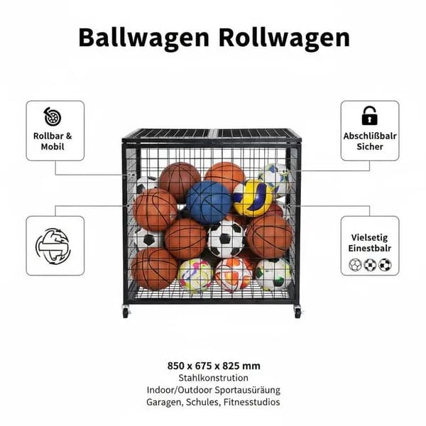 Boldvogn, Låseligt Design, Glidende Hjul,Grå
