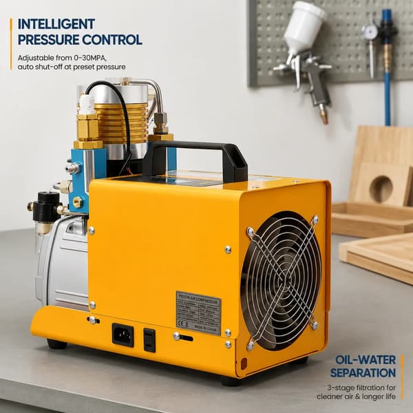 Højtryksluftkompressor, 1,8KW, 220V, 100L/min, 30MPA, Bærbart design