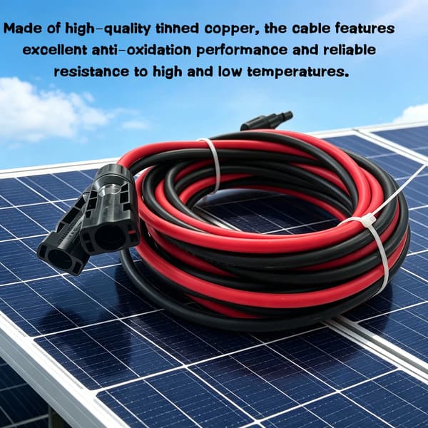 Fotovoltaisk kabel, förinstallerade kontakter, hållbar isolering,10m