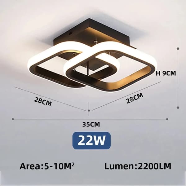 Loftlampe, Minimalistisk Design, Tre Farvetemperaturmuligheder,2 stk-a, sort
