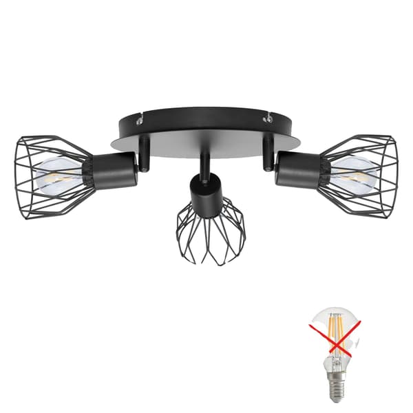 Loftlampe, Industriel Stil, Justerbart Spotlys,sort, Ingen pære