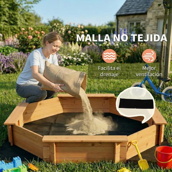 Barnsandlåda, Hållbart Furu, Lättskött,Röd och Blå