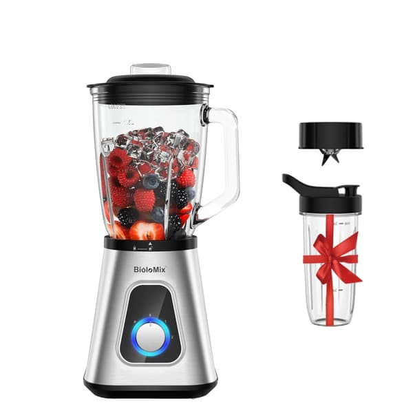 BioloMix Mixer, 1,5L Glasbehållare, 1300W Effekt,Ljusgrå, Eu plugg