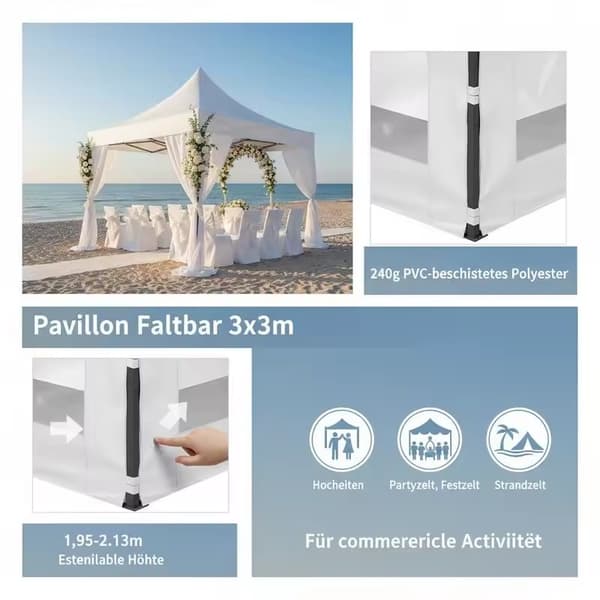 Partytält, Pop-Up Design, Utomhusbruk, 3X3M, armégrön