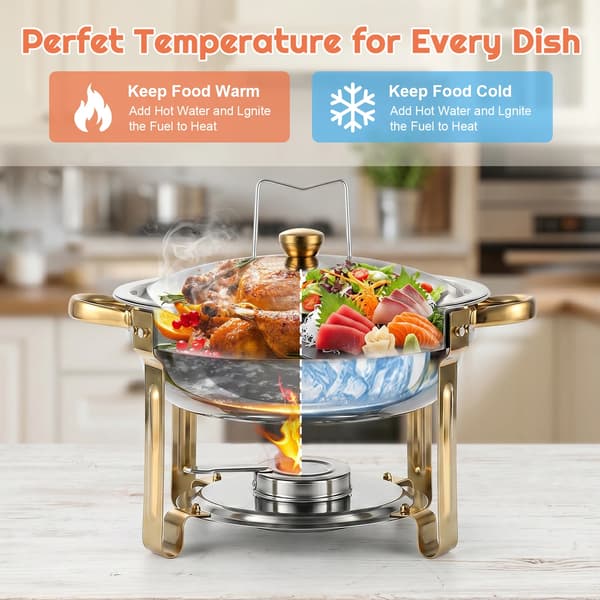 Chafing Dish Set, Minimal Montering, Elegant Design,2PCS Silver, 4.5L-a