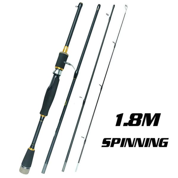 Fiskestang, teleskopisk design, holdbart kulfiber,1.8m-Spinning