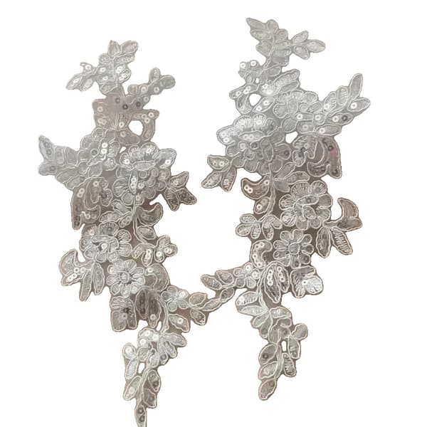 Spets, Paljetter, Broderad Design,20Bitar  10Par-b, Off white