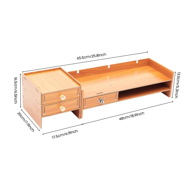 Monitorstand Riser, Pladsbesparende, Justerbar Højde,Træ