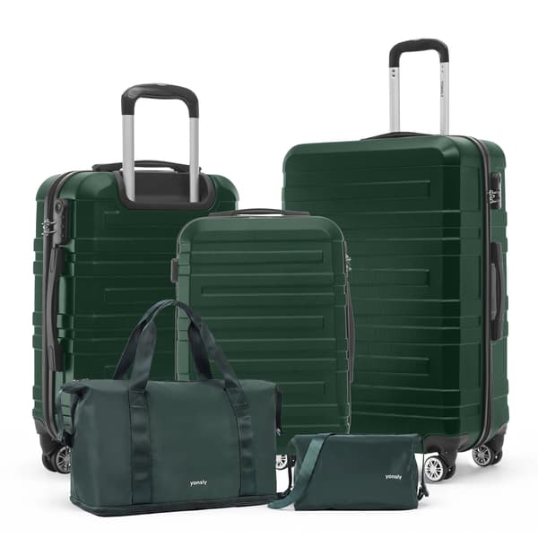 Kuffertsæt, Holdbart ABS-materiale, Ergonomisk Design,Mørkegrøn (20+24+28 tommer)