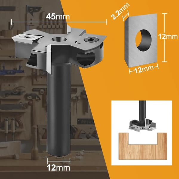 Fräsbit, hårdmetallmaterial, dubbelflutet design, IP2F-D45-H12