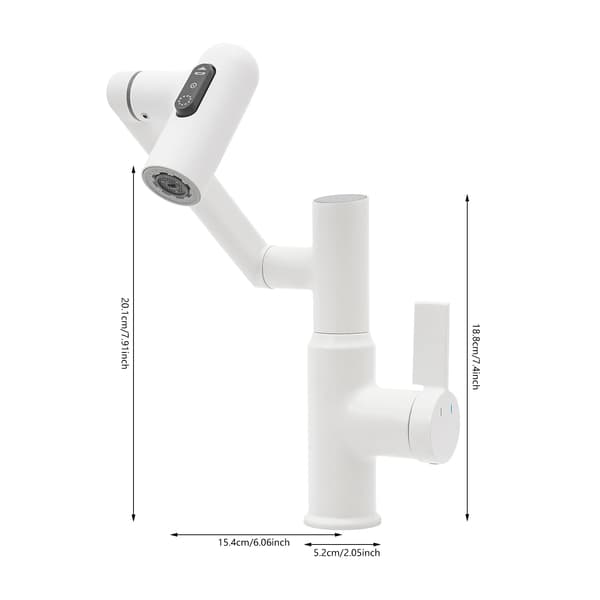 Badeværelsesarmatur, LED temperaturdisplay, 360 ° roterbart design,HVID