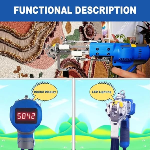 Tuftingpistol, Justerbar hastighet, Säkerhetsfunktioner,DT005155-Set5EU