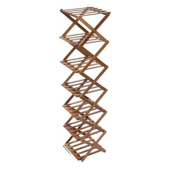 Sko Rack, 7-Lag, Pladsbesparende Design,Brun