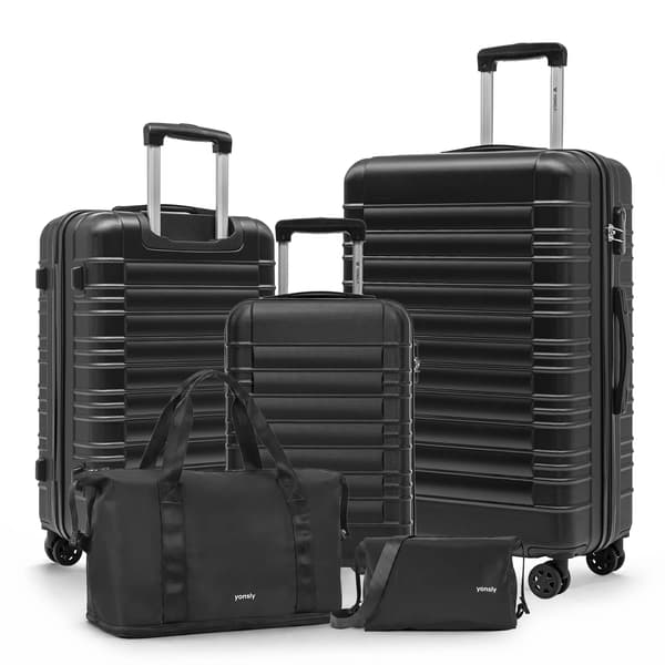 Bagagesæt, Letvægts, 4 Spinner Hjul,Sort (20+24+28 tommer)