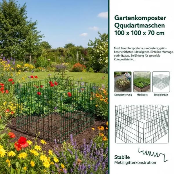 Kompostbeholder, Holdbart Materiale, Effektiv Luftstrømsdesign,Lys grøn