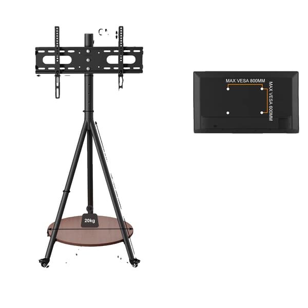 TV-stativ, Justerbar højde, Mobil design,sort