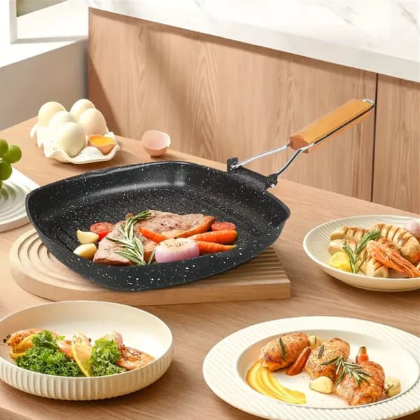 Grillpande, Nonstick Overflade, Kompakt Design,sort
