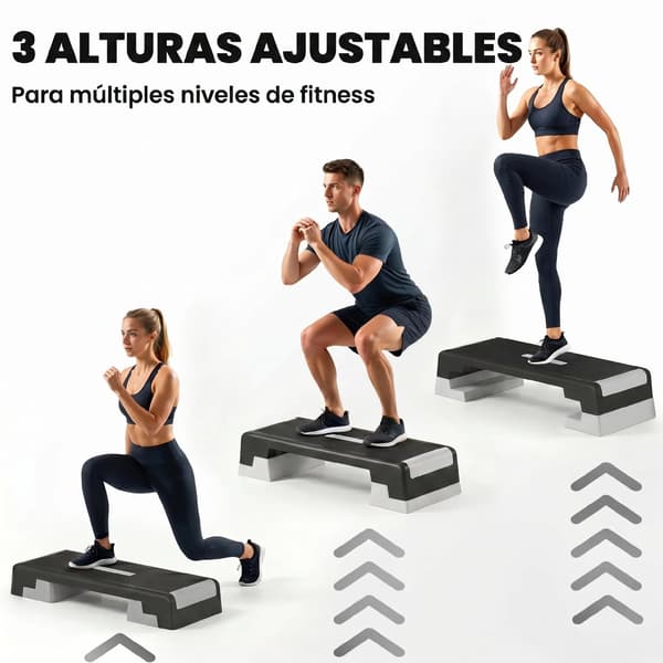 Aerobisk stepbräda, justerbar höjd, halkfri design, svart