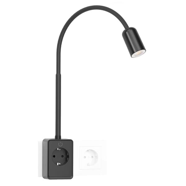 Læselampe, Dæmpbar LED, Fleksibel Gåsehal,Sort