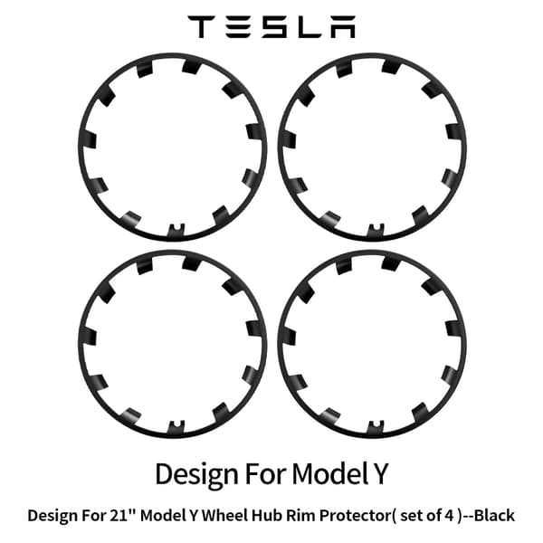 Hjulafdækning, Fuld Kantbeskyttelse, Nem Installation,Tesla, Sort, Model Y 21IN