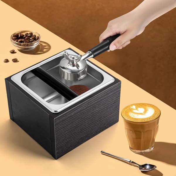 Kaffeknockboks, Rustfrit Stål, Stor Kapacitet,sort