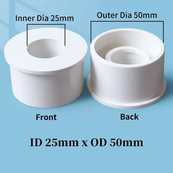 PVC Reducer Bushing, Holdbar Konstruktion, Nem Installation,1Stk-a, 50-25mm