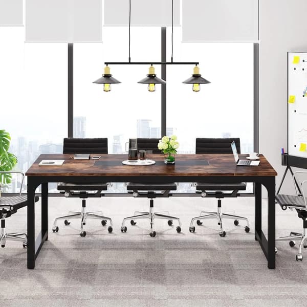 Konferencetabel, Rummelig Design, Moderne Æstetik,Rustik Brun Sort