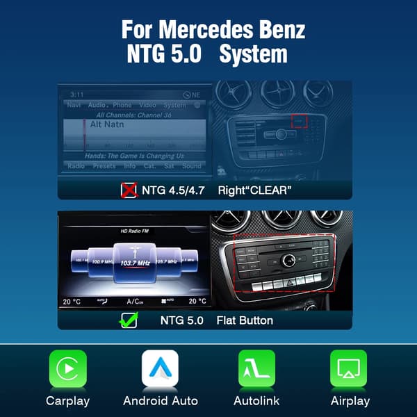 Trådløs CarPlay Android Auto, Problemfri Forbindelse, Forbedret Lydoplevelse,FOR NTG 5.0 Benz