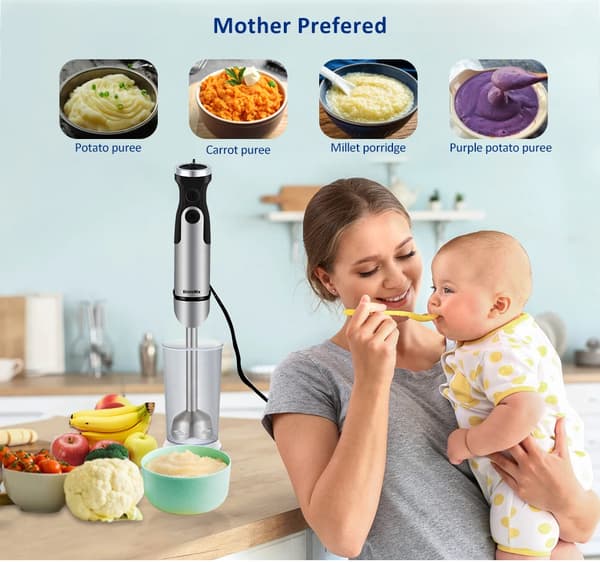 Immersion Blender, 5-i-1 Køkken Sæt, Høj Effekt Motor,sort