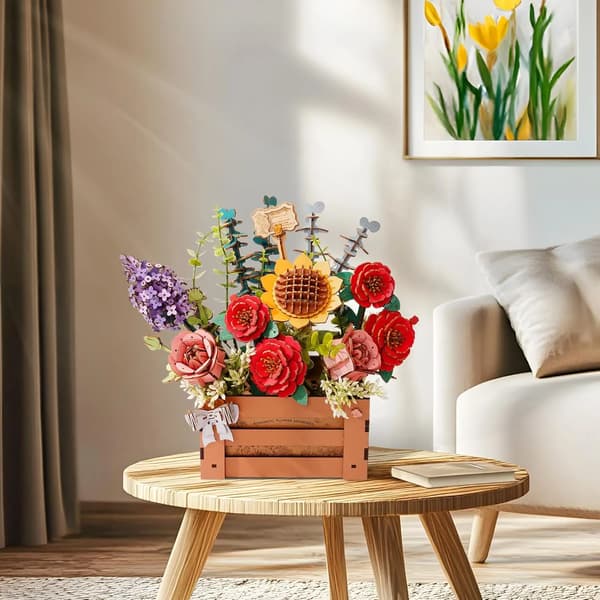 Träpussel Blomma Kit, Engagerande DIY Montering, Charmig Heminredning,STW02H