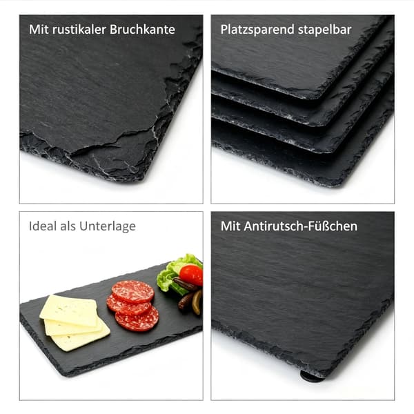 Serveringspanel, Naturskifer, Varmeresistent,6PCs 20x30cm