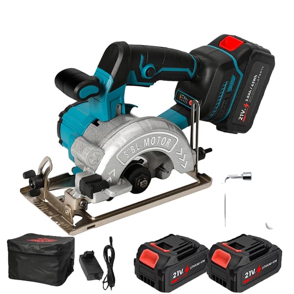 Cirkelsåg, Borstlös Motor, Sladdlös Drift,2 BATTERI, EU