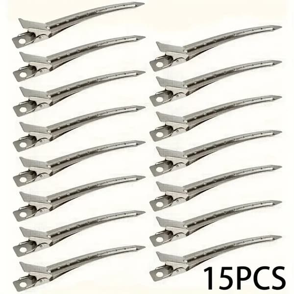 Hårklämmor, Metallkonstruktion, Stark Grepp,Silver-15pc