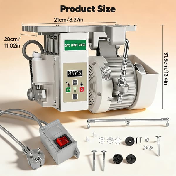 Industriell Sömmaskin Motor, Borstlös Design, Justerbar Hastighetskontroll,VIT