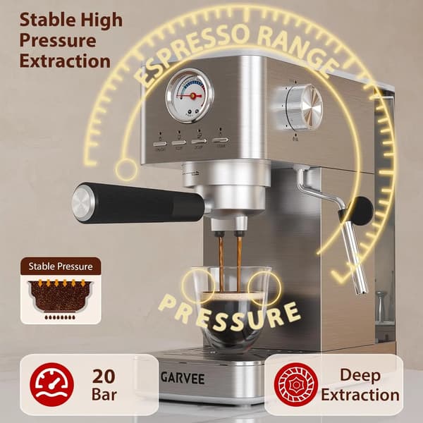 Espresso Maskine, Rustfrit Stål, Hurtig Opvarmning,Sølv