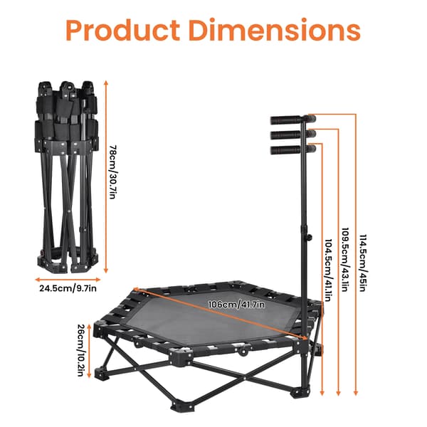 Rebounder Trampolin, Foldbart Design, Sikker Hoppeoplevelse,sort