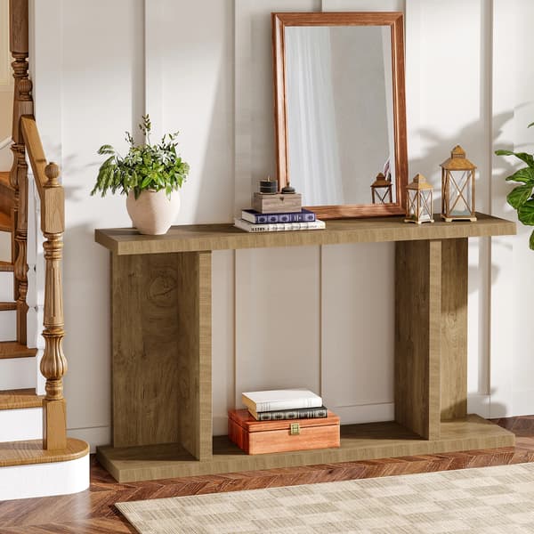 Konsolbord, Robust Trækonstruktion, Pladsbesparende Design,Brun