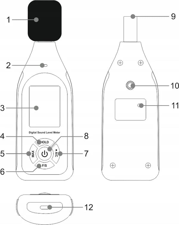 Sonometer, 30-130 dB mätområde, USB datainsamling,svart