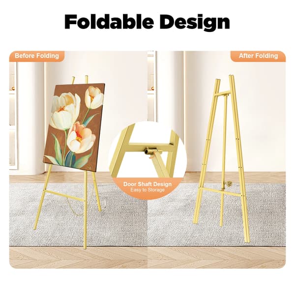 Bryllup Easel Stativ, Justerbar Højde, Bærbart Design,Guld